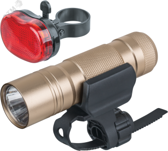 Фонарь светодиодный NPT-B04-5AAA 1LED 1Вт+4LED 0.3Вт велосипедный набор металл+пластик