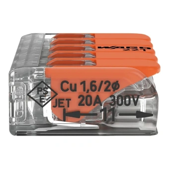221-415 5-ти контактная, многоразовая, 32A 450V - клемма WAGO 221-415
