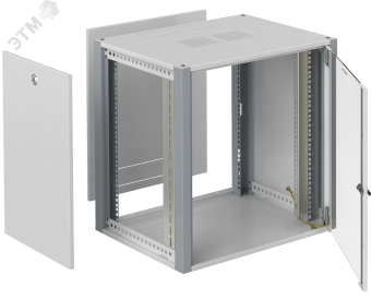 Шкаф телекоммуникационный настенный 19' 12U дверь стекло IP20. 600x450x585mm(ШхГхВ) цвет серый(RAL 7035/RAL7000)