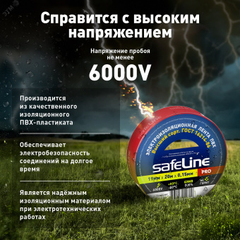 Изолента ПВХ красная 19мм 20м Safeline