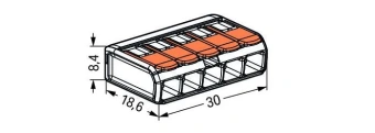 221-415 5-ти контактная, многоразовая, 32A 450V - клемма WAGO 221-415