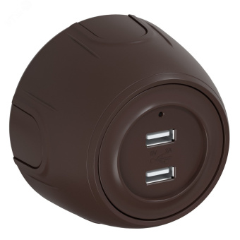 Розетка USB двойная  Rotondo, с подсветкой, цвет коричневый