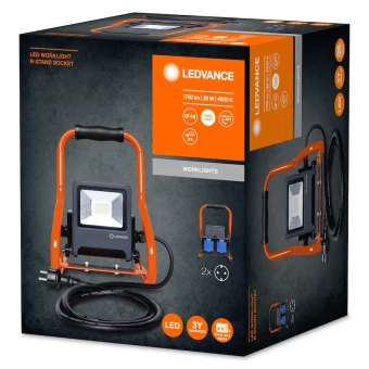 20W/4000K (=150W) Светодиодный Прожектор + Переноска R-STANDSOCKET IP44 LED WORKLIGHT LEDVANCE
