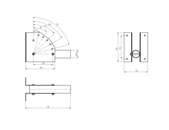 Кронштейн для уличного светильника с переменным углом 230*150*130 d60mm SPP-AC2-0-230-060