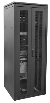 Шкаф сетевой 19' LINEA N 28U 800х800мм двустворчатая перфорированная дверь задняя перфорированная черный