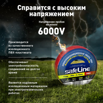 Изолента ПВХ красная 15мм 20м Safeline