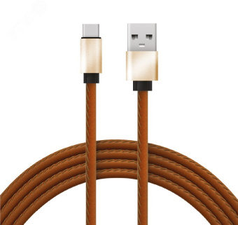 Кабель USB-Type-C, 2A, leather, brown, 1mУстройство зарядное, 18-1897,