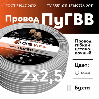 ПуГВВ 2х2.5 белый - 5м  ТРТС