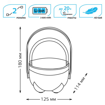 Фонарь кемпинговый туристический светодиодный LED 5 Вт 380 Лм модель GFL002 голубой c Li-ion аккумулятором 3600 мАч диммируемый Gauss