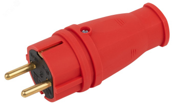 Вилка VX10-R-IP44 каучуковая c заземлением 16А IP44 прямая красная