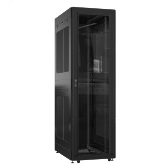 Шкаф серверный 52U 800х1000 передняя дверь: стекло IP41. задняя дверь: одностворчатая глухой металл IP51. боковые панели: перфорированные. цвет: черный RAL9005 