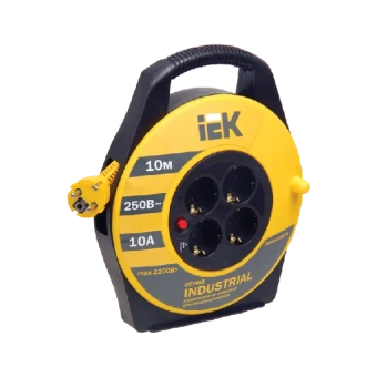 4х10м | 10А / 2200W / IP20 / Термозащита | - Удлинитель на катушке IEK