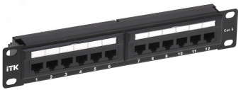 Патч-панель 1U кат.6 UTP 12 портов 10дюйм Dual IDC