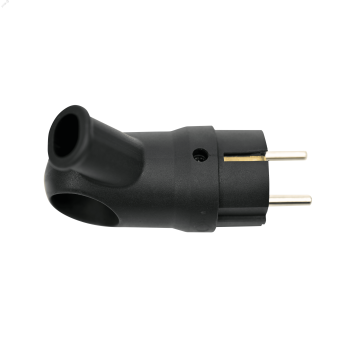 Вилка 2К+З угловая каучуковая 16А/250В IP44 Чёрная MultiSet