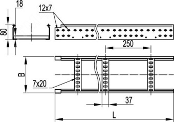 Лоток лестничный 200х80х3000мм Стандарт