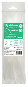 Стяжка кабельная MultiSet 370х4.8 Белая (100шт)