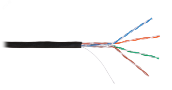 Витая пара U/UTP 4 пары Cat 5e одножильный медный 049мм внешний PE до -60С черный 305м