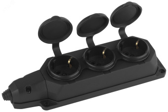 Колодка каучуковая с/з 3гн 16A IP44 черная        K-3e-B-IP44
