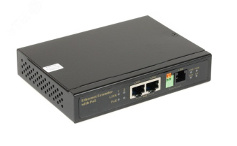 Удлинитель Ethernet на 2 порта до 3000м с функцией PoE. Автоопределение PoE устройств. Стандарт IEEE 802.3af/at.