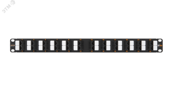Панель 19'', 1U, 24 угловых порта, Кат.5e, RJ45/8P8C, неэкран., черная
