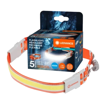 Фонарик налобный | 3W/6500K/300Lm/IP20 | USB-зарядка (Type-C) | - LEDVANCE