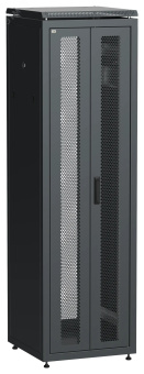 Шкаф напольный сетевой 19' LINEA N 42U 600х600мм передняя распашная перфорированная дверь задняя перфорированная черный