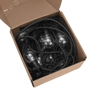 Гирлянда Лофт уличная, черный каучук, 20          прозрачных ламп х 1 LED, IP65