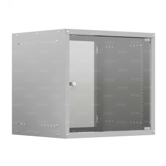 Шкаф настенный телекоммуникационный LIME 15U 550х600х770мм, 2 профиля 19, дверь стеклянная, боковые стенки несъемные, разобранный, серый RAL 7035
