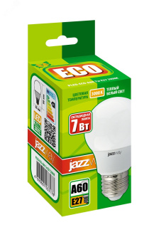 Лампа светодиодная LED 7Вт E27 580Лм 220V/50Hz теплый матовая груша ECO