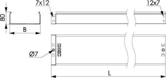 Лоток неперфорированный 80х80х3000