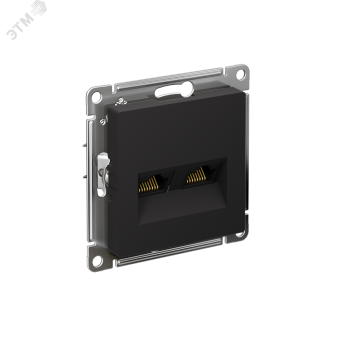 ATLASDESIGN РОЗЕТКА двойная компьютерная RJ45+RJ45, кат.6А, механизм, КАРБОН