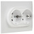 SKANDY Розетка 2-местная с заземлением с защитными шторками 16А в сборе SK-R07W арктический белый IEK