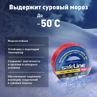 Изолента ПВХ красная 19мм 20м Safeline