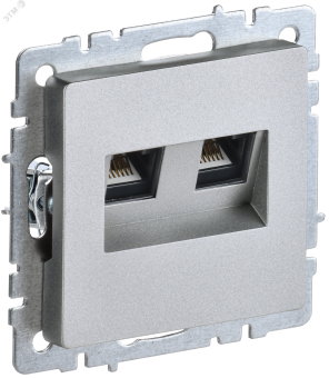 BRITE Розетка компьютерная двойная RJ45 кат.5E РК10-2-БрА алюминий