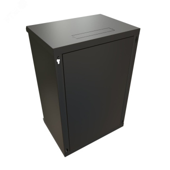 Шкаф настенный 19-дюймовый 19'' 18U 908x600х600мм стеклянная дверь с перфорацией ручка с замком черный RAL 9004 WRline''