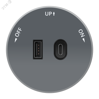 MultiTrack Розетка 2хUSB (тип А+С) 18Вт, 5В/3А Графит