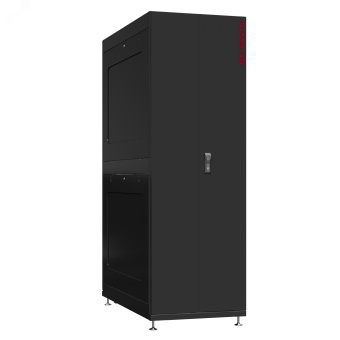 Шкаф серверный 42U 600х1070 передняя дверь: двустворчатая глухой металл IP51. задняя дверь: двустворчатая перфорированная IP20. боковые панели: глухой металл. цвет: черный RAL9005 