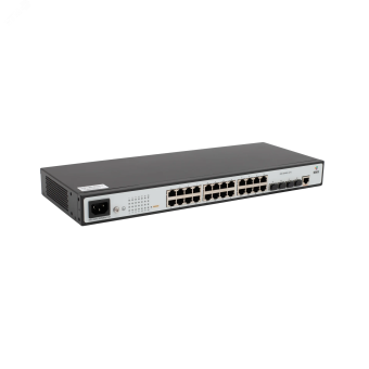 Коммутатор управляемый (L2), 24 порта RJ45 10/100/1000 Мб/с, 2хSFP 100/1000 Мб/с