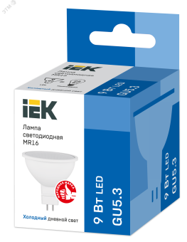 Лампа светодиодная MR16 софит 9Вт 230В 6500К GU5.3 IEK