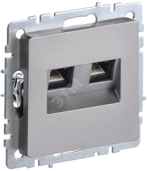 BRITE Розетка двойная RJ11+RJ45 кат.5E РК/Т12-БрС сталь