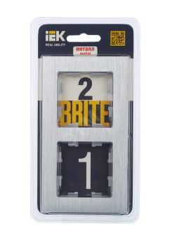 BRITE Рамка 2 поста РУ-2-1-БрА металл алюминий
