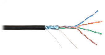 Витая пара F/UTP 4 пары Cat 5e одножильный медный 049мм внешний PE до -60С черный 305м