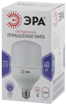 Лампа светодиодная Е27 40Вт колокол холодный дневной свет STD LED POWER T120-40W-6500-E27 E27 / ЭРА