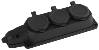 Колодка каучуковая с/з 3гн 16A IP44 черная        K-3e-B-IP44