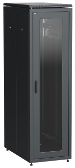Шкаф напольный сетевой 19'' LINEA N 38U 800х1000мм стеклянная передняя дверь. задняя металлическая черный