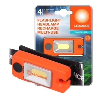 Фонарик налобный | 1.3W/6500K/80Lm/IP22 | USB-зарядка (Type-C) | - LEDVANCE