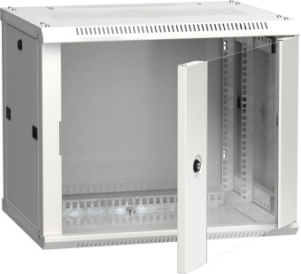 Шкаф настенный 19' LINEA W 9U 600x450мм стеклянная дверь RAL7035