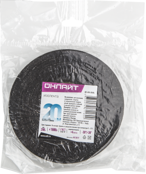 Изолента ОНЛАЙТ 61 160 OIT-H15-20/BL ХБ черная 200г 0,35х15мм 20м
