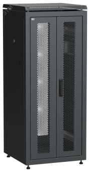 Шкаф напольный сетевой 19' LINEA N 28U 600х600мм передняя распашная перфорированная дверь задняя перфорированная черный