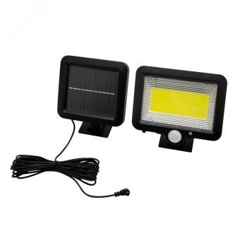Прожектор NEW AGE LED COB Lamper 15 Вт 6500 K IP65 3 режима, выносная солнечная панель 5 м, датчики движения и освещенности, аккумулятор